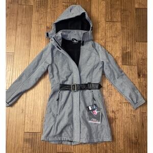 CB Sports women's trench coat gray skirted M belt